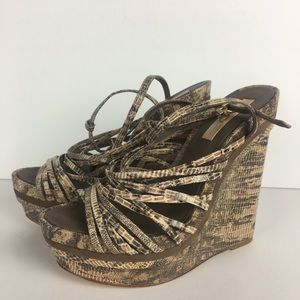 BCBG Maxazria Laurol Mushroom Cashew  Wedge Sandal